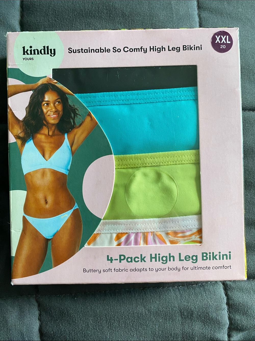 kindly Yours 4-Pack High Leg Bikini - Floral, Green, Blue, Black
